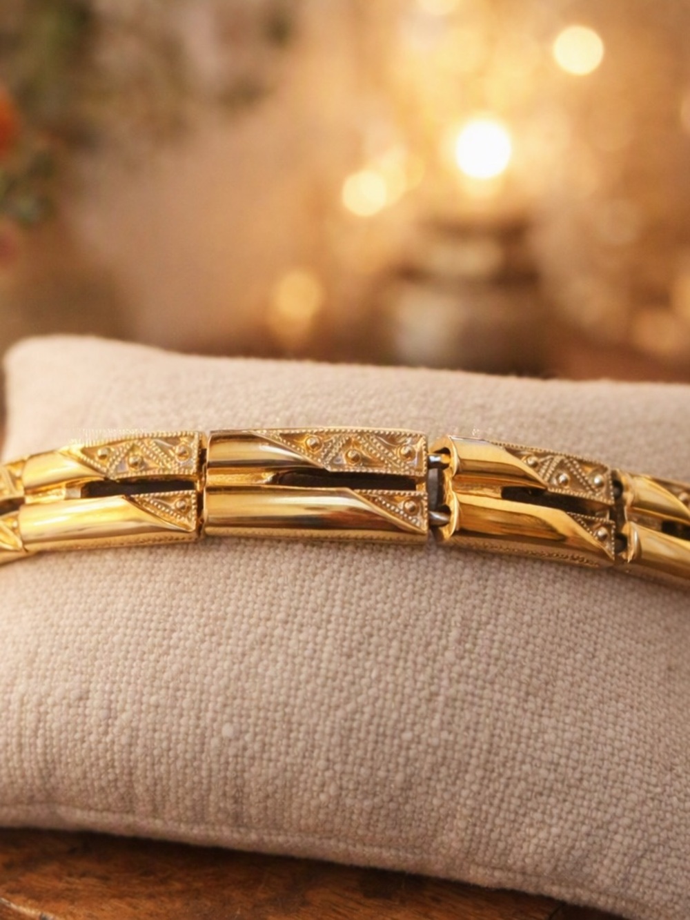 Vintage MONET Textured Gold Bracelet — 1960s Classic with Etched Accents - Picture 2 of 5